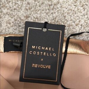 Michael Costello x REVOLVE Strapless Dress - Gold and Cream